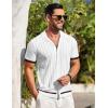COOFANDY Men’s Short Sleeve Knit Shirt Casual Button Down Shirt Vintage Striped Knitted Golf Beach Tops(White)