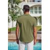 COOFANDY Mens Short Sleeve Shirts Casual Button Down Shirts Cuban Textured Summer Beach Shirts(Army Green)