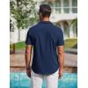 COOFANDY Mens Short Sleeve Shirts Casual Button Down Shirts Cuban Textured Summer Beach Shirts(Dark Blue)