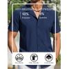 COOFANDY Mens Short Sleeve Shirts Casual Button Down Shirts Cuban Textured Summer Beach Shirts(Dark Blue)