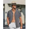 COOFANDY Mens Short Sleeve Shirts Casual Button Down Shirts Cuban Textured Summer Beach Shirts(Grey)