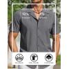 COOFANDY Mens Short Sleeve Shirts Casual Button Down Shirts Cuban Textured Summer Beach Shirts(Grey)