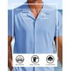 COOFANDY Mens Short Sleeve Shirts Casual Button Down Shirts Cuban Textured Summer Beach Shirts(Light Blue)