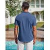 COOFANDY Mens Short Sleeve Shirts Casual Button Down Shirts Cuban Textured Summer Beach Shirts(Navy Blue)