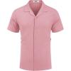 COOFANDY Mens Short Sleeve Shirts Casual Button Down Shirts Cuban Textured Summer Beach Shirts(Pink)