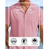 COOFANDY Mens Short Sleeve Shirts Casual Button Down Shirts Cuban Textured Summer Beach Shirts(Pink)