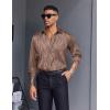 COOFANDY Men’s Silk Satin Dress Shirts Jacquard Long Sleeve Floral Button Up Shirts Party Prom Wedding Shirt(Brown Twist)