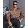 COOFANDY Men’s Silk Satin Dress Shirts Jacquard Long Sleeve Floral Button Up Shirts Party Prom Wedding Shirt(Brown Twist)