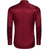 COOFANDY Men’s Silk Satin Dress Shirts Jacquard Long Sleeve Floral Button Up Shirts Party Prom Wedding Shirt(Burgundy)