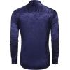 COOFANDY Men’s Silk Satin Dress Shirts Jacquard Long Sleeve Floral Button Up Shirts Party Prom Wedding Shirt(Deep Blue)