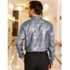 COOFANDY Men’s Silk Satin Dress Shirts Jacquard Long Sleeve Floral Button Up Shirts Party Prom Wedding Shirt(Grey)