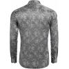 COOFANDY Men’s Silk Satin Dress Shirts Jacquard Long Sleeve Floral Button Up Shirts Party Prom Wedding Shirt(Grey)