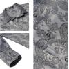 COOFANDY Men’s Silk Satin Dress Shirts Jacquard Long Sleeve Floral Button Up Shirts Party Prom Wedding Shirt(Grey)