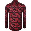 COOFANDY Men’s Silk Satin Dress Shirts Jacquard Long Sleeve Floral Button Up Shirts Party Prom Wedding Shirt(Paisley-red)