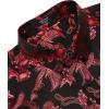 COOFANDY Men’s Silk Satin Dress Shirts Jacquard Long Sleeve Floral Button Up Shirts Party Prom Wedding Shirt(Paisley-red)