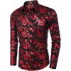 COOFANDY Men’s Silk Satin Dress Shirts Jacquard Long Sleeve Floral Button Up Shirts Party Prom Wedding Shirt(Paisley-red)
