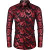 COOFANDY Men’s Silk Satin Dress Shirts Jacquard Long Sleeve Floral Button Up Shirts Party Prom Wedding Shirt(Paisley-red)
