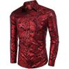 COOFANDY Men’s Silk Satin Dress Shirts Jacquard Long Sleeve Floral Button Up Shirts Party Prom Wedding Shirt(Pat10)