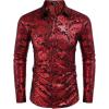 COOFANDY Men’s Silk Satin Dress Shirts Jacquard Long Sleeve Floral Button Up Shirts Party Prom Wedding Shirt(Pat10)