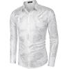 COOFANDY Men’s Silk Satin Dress Shirts Jacquard Long Sleeve Floral Button Up Shirts Party Prom Wedding Shirt(Pat4)