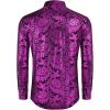 COOFANDY Men’s Silk Satin Dress Shirts Jacquard Long Sleeve Floral Button Up Shirts Party Prom Wedding Shirt(Pat9)