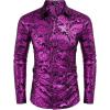 COOFANDY Men’s Silk Satin Dress Shirts Jacquard Long Sleeve Floral Button Up Shirts Party Prom Wedding Shirt(Pat9)