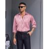 COOFANDY Men’s Silk Satin Dress Shirts Jacquard Long Sleeve Floral Button Up Shirts Party Prom Wedding Shirt(Pink Twist)