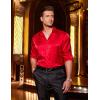 COOFANDY Men’s Silk Satin Dress Shirts Jacquard Long Sleeve Floral Button Up Shirts Party Prom Wedding Shirt(Red)