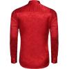 COOFANDY Men’s Silk Satin Dress Shirts Jacquard Long Sleeve Floral Button Up Shirts Party Prom Wedding Shirt(Red)