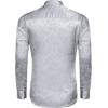 COOFANDY Men’s Silk Satin Dress Shirts Jacquard Long Sleeve Floral Button Up Shirts Party Prom Wedding Shirt(Silver Gray)