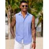 COOFANDY Mens Sleeveless Button Down Beach Shirts Casual Summer Tank Tops Collared Imitation Linen Tank Shirt(Bright Blue)