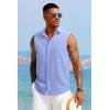 COOFANDY Mens Sleeveless Button Down Beach Shirts Casual Summer Tank Tops Collared Imitation Linen Tank Shirt(Bright Blue)