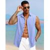 COOFANDY Mens Sleeveless Button Down Beach Shirts Casual Summer Tank Tops Collared Imitation Linen Tank Shirt(Bright Blue)