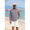 COOFANDY Mens Sleeveless Button Down Beach Shirts Casual Summer Tank Tops Collared Imitation Linen Tank Shirt(Dark Blue Grey)