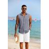 COOFANDY Mens Sleeveless Button Down Beach Shirts Casual Summer Tank Tops Collared Imitation Linen Tank Shirt(Dark Blue Grey)