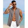 COOFANDY Mens Sleeveless Button Down Beach Shirts Casual Summer Tank Tops Collared Imitation Linen Tank Shirt(Dark Grey)
