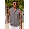 COOFANDY Mens Sleeveless Button Down Beach Shirts Casual Summer Tank Tops Collared Imitation Linen Tank Shirt(Dark Grey)