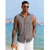 COOFANDY Mens Sleeveless Button Down Beach Shirts Casual Summer Tank Tops Collared Imitation Linen Tank Shirt(Dark Grey)
