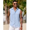 COOFANDY Mens Sleeveless Button Down Beach Shirts Casual Summer Tank Tops Collared Imitation Linen Tank Shirt(Light Blue)