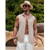 COOFANDY Mens Sleeveless Button Down Beach Shirts Casual Summer Tank Tops Collared Imitation Linen Tank Shirt(Light Khaki)