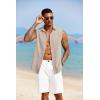 COOFANDY Mens Sleeveless Button Down Beach Shirts Casual Summer Tank Tops Collared Imitation Linen Tank Shirt(Light Khaki)