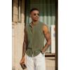 COOFANDY Mens Sleeveless Summer Shirts Beach Tank Tops Button Up Textured Tank Shirt for Vacation(Army Green)