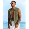 COOFANDY Mens Sleeveless Summer Shirts Beach Tank Tops Button Up Textured Tank Shirt for Vacation(Army Green)