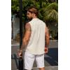 COOFANDY Mens Sleeveless Summer Shirts Beach Tank Tops Button Up Textured Tank Shirt for Vacation(Cream)