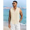 COOFANDY Mens Sleeveless Summer Shirts Beach Tank Tops Button Up Textured Tank Shirt for Vacation(Cream)