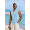 COOFANDY Mens Sleeveless Summer Shirts Beach Tank Tops Button Up Textured Tank Shirt for Vacation(Light Blue)