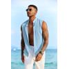 COOFANDY Mens Sleeveless Summer Shirts Beach Tank Tops Button Up Textured Tank Shirt for Vacation(Light Blue)