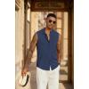 COOFANDY Mens Sleeveless Summer Shirts Beach Tank Tops Button Up Textured Tank Shirt for Vacation(Navy Blue)