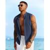 COOFANDY Mens Sleeveless Summer Shirts Beach Tank Tops Button Up Textured Tank Shirt for Vacation(Navy Blue)