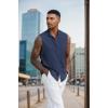 COOFANDY Mens Sleeveless Summer Shirts Beach Tank Tops Button Up Textured Tank Shirt for Vacation(Navy Blue)